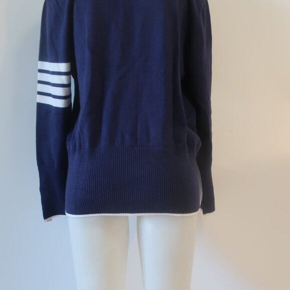 NWT Romi Basha Harper Navy Blue, White Cardigan Sweater O/S - Picture 9 of 10